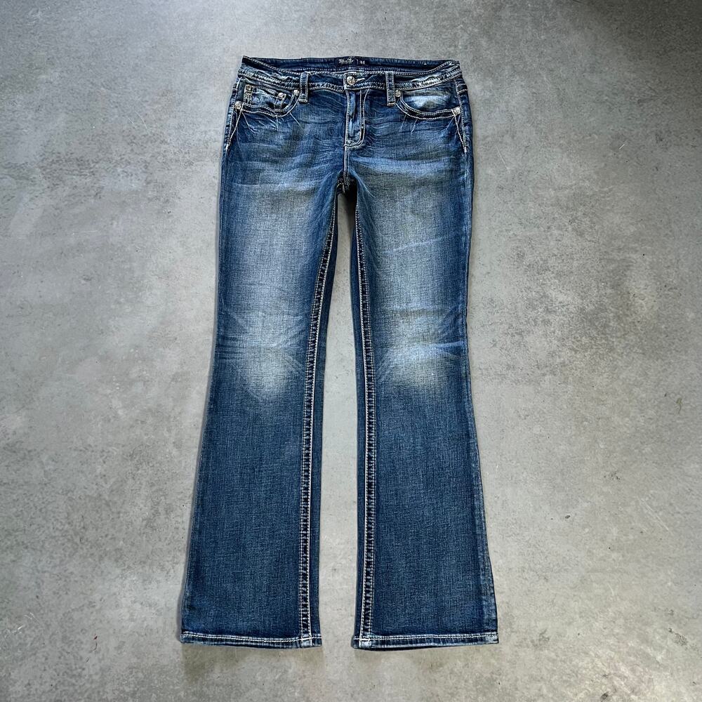 Miss Me Mid Rise Bootcut Women's Size 34 Jeans Flared Blue Denim